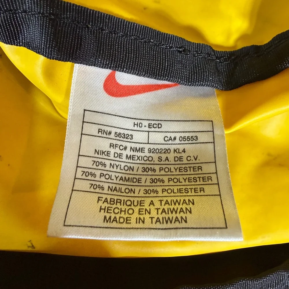 Vintage 90s Nike Duffel Bag Yellow Black Mesh Pocket Gym Travel H0-ECD 0899